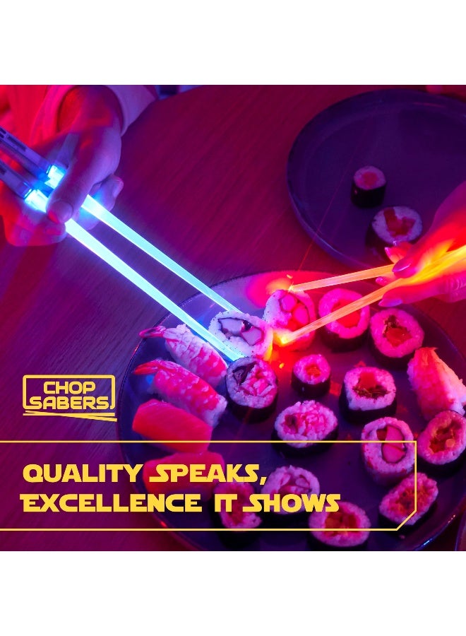 ChopSabers Lightsaber Chopsticks Star Wars Light Up - LED Glowing Light Saber Chop Sticks - Reusable Sushi Lightup Sabers Chopstick Set Of 4 Pairs - Blue & Red & Green & Purple - Image 3